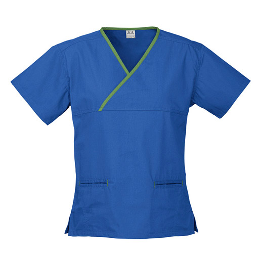 Ladies Contrast Crossover Scrubs Top